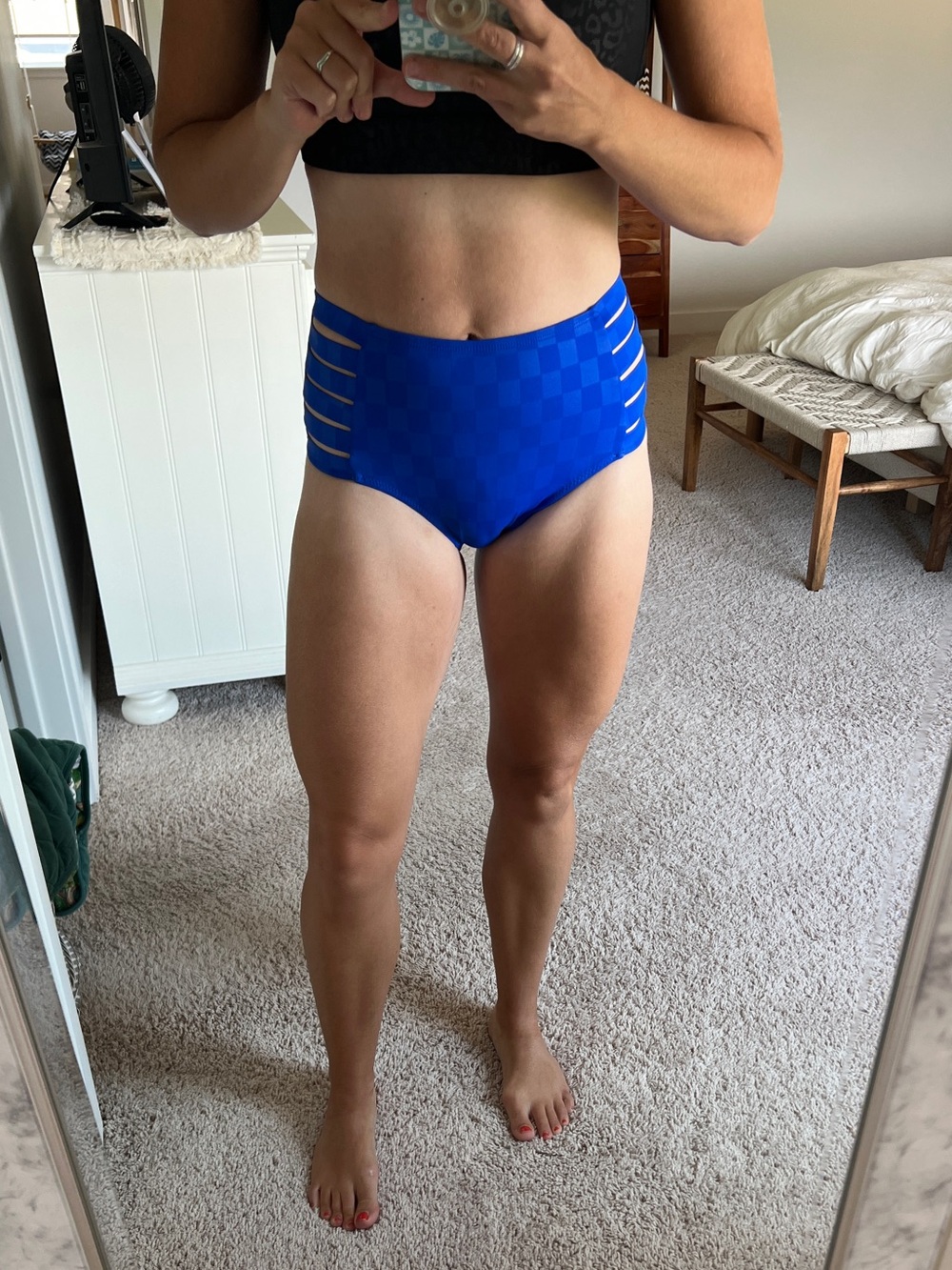 Kiava Swim Sunburst Tropical Blue Mid-Rise Swim Bottoms Size M